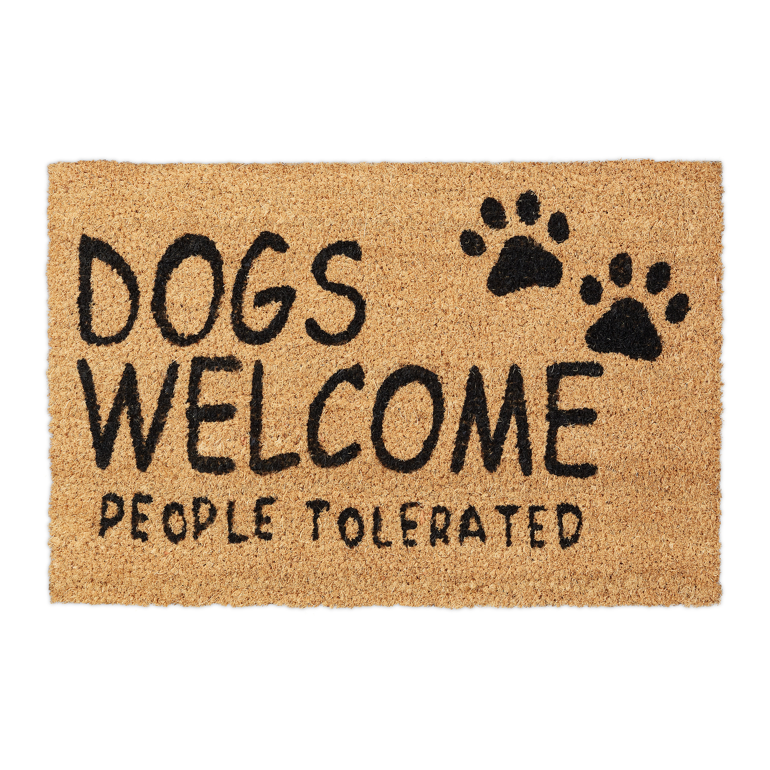 Relaxdays felpudo entrada casa perros, alfombrilla puerta, coco y goma, 60x40 cm, tapete welcome, marrón natural
