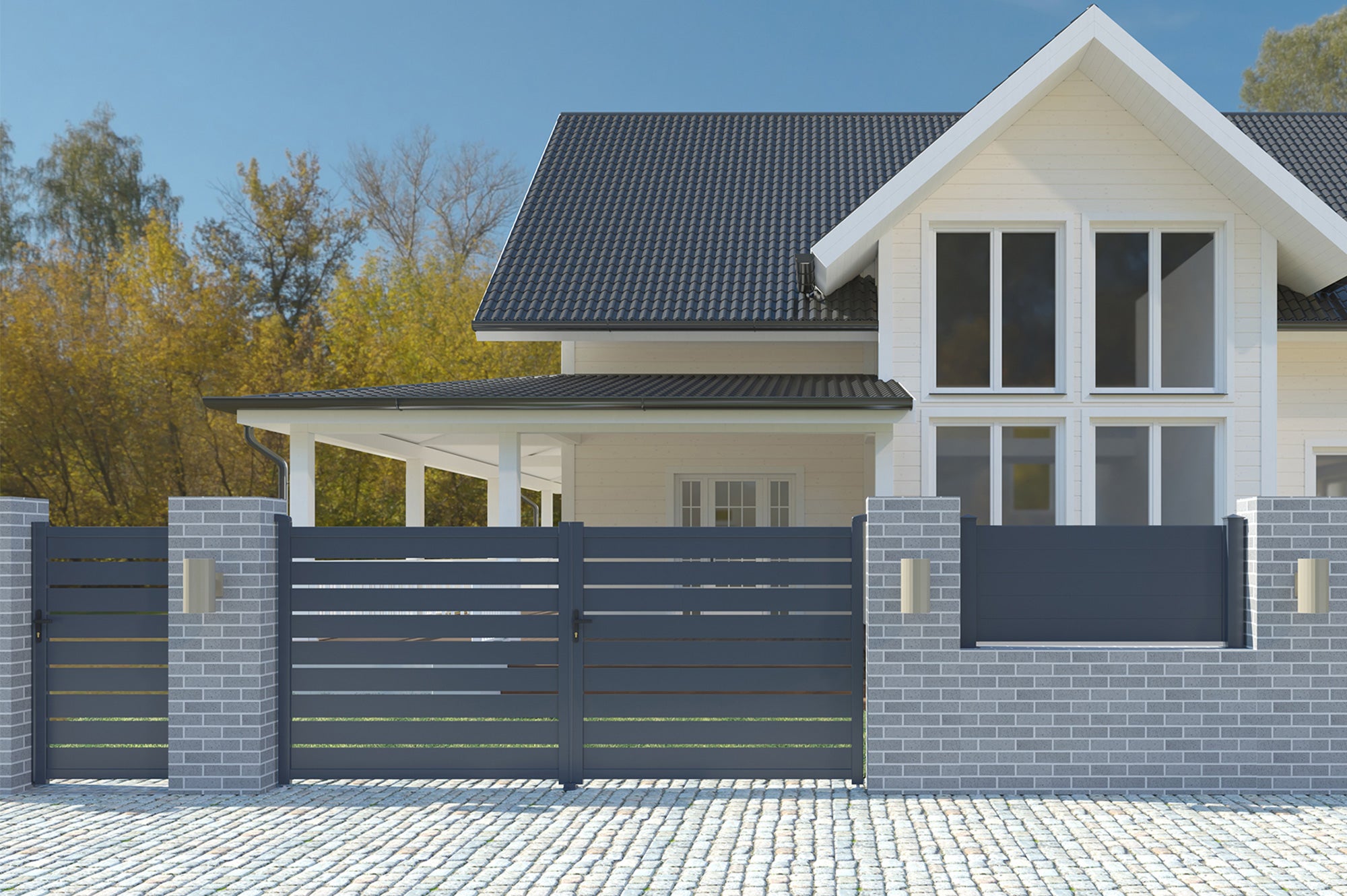 VOGEL Cancello pedonale manuale in alluminio, semi traforato 106 x 160 cm, grigio - 5