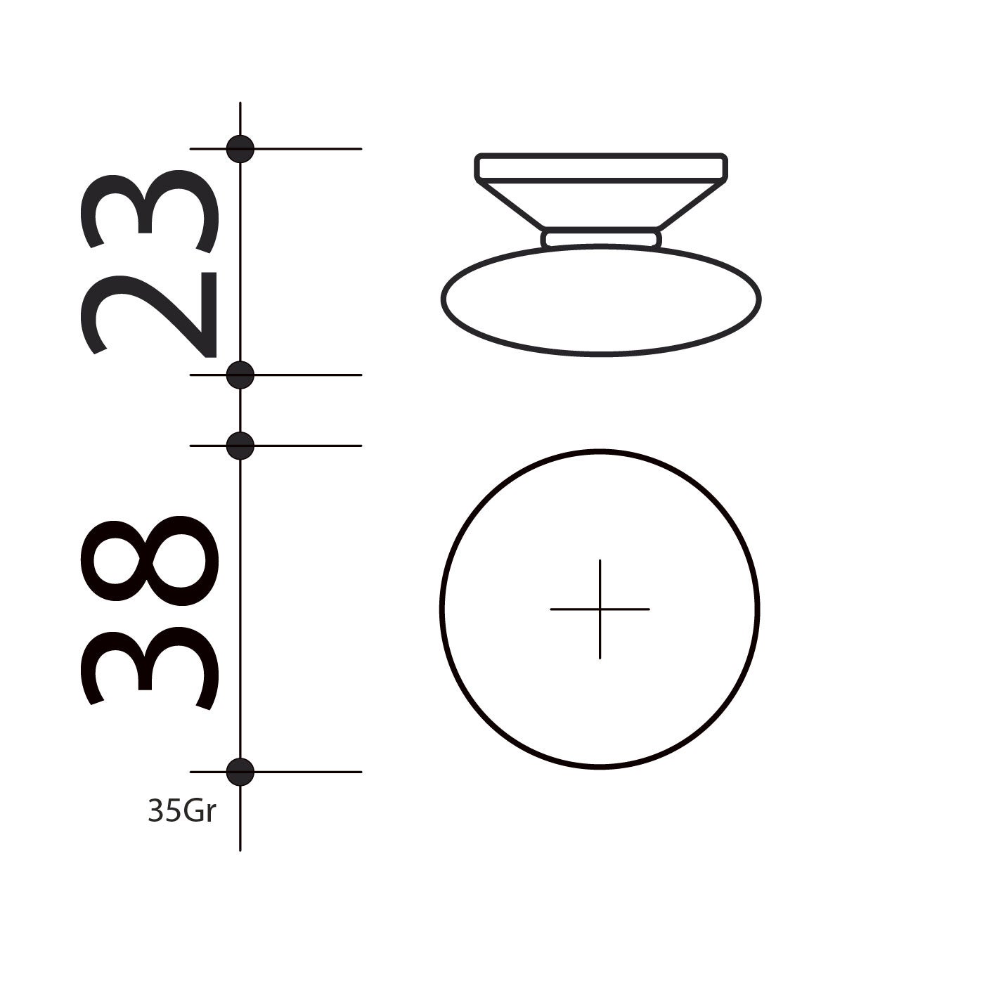 Bouton de meuble ABEILLE, Porcelaine Ø35 mm - 6