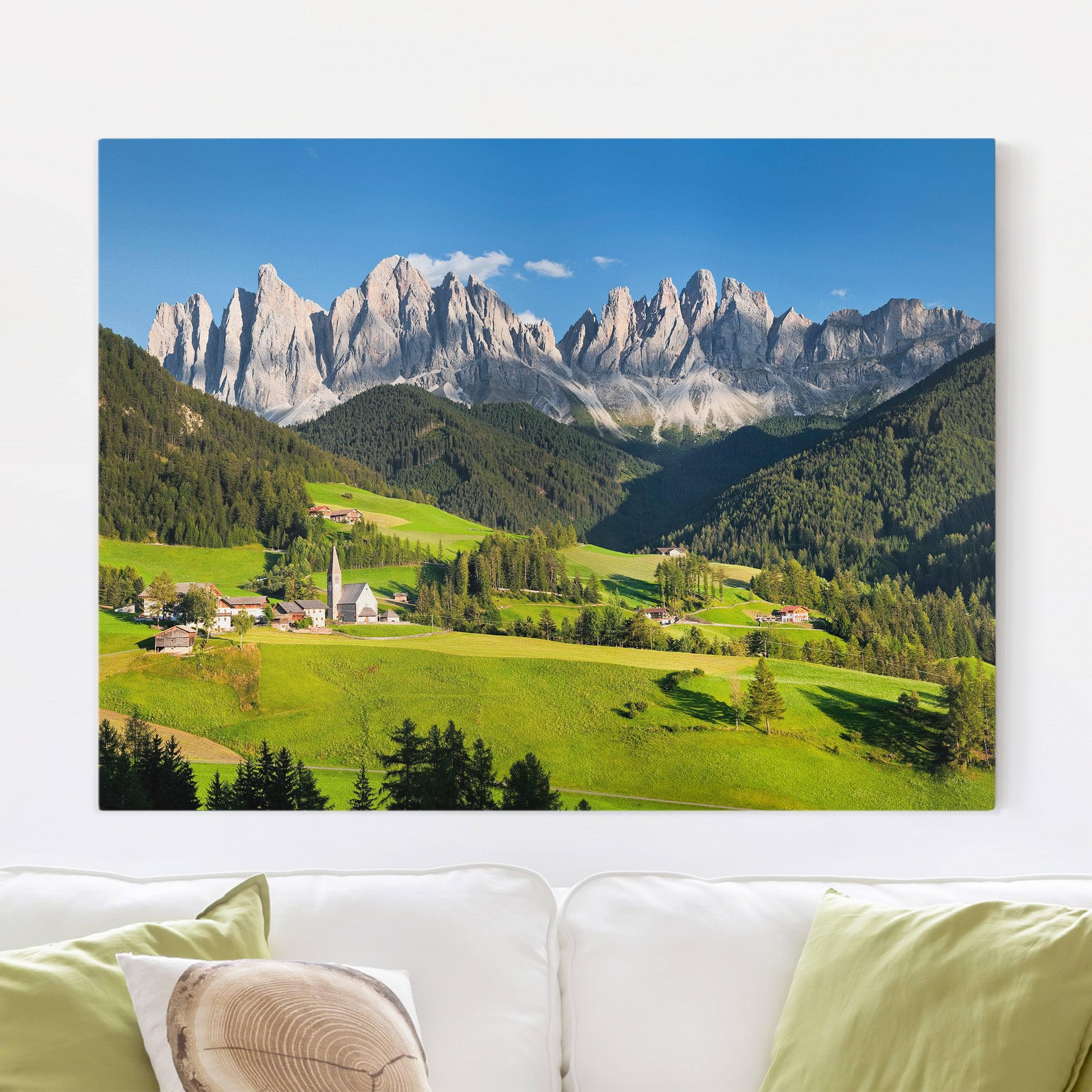 Lienzo cuadro en lienzo bastidor impresion en lienzo verde paisaje árboles montaña panorama bosque 180 dormitorio salón pasillo 80 x 60 cm