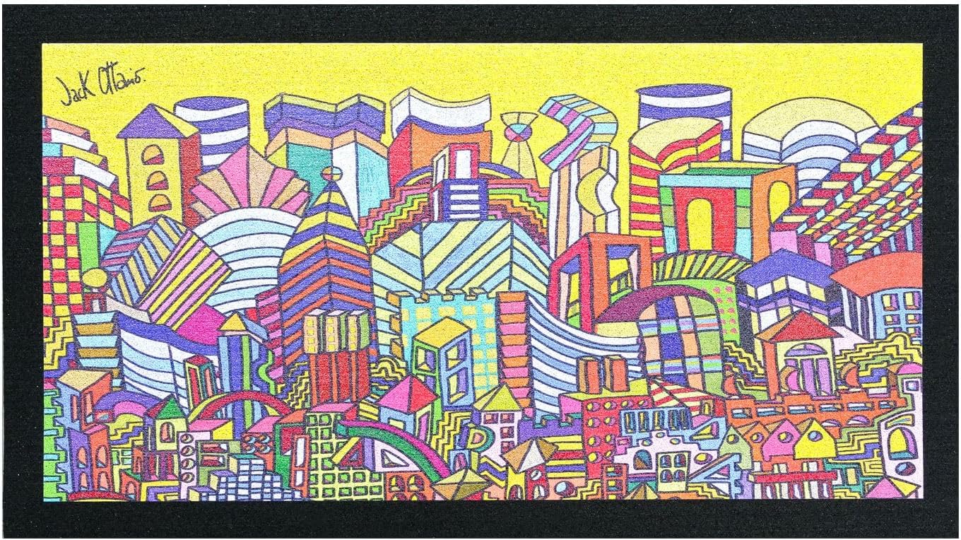 Felpudo de goma reciclado 40x70 cm sostenible antideslizante entrada casa rectangular pop art jack ottanio dib_boston (a)