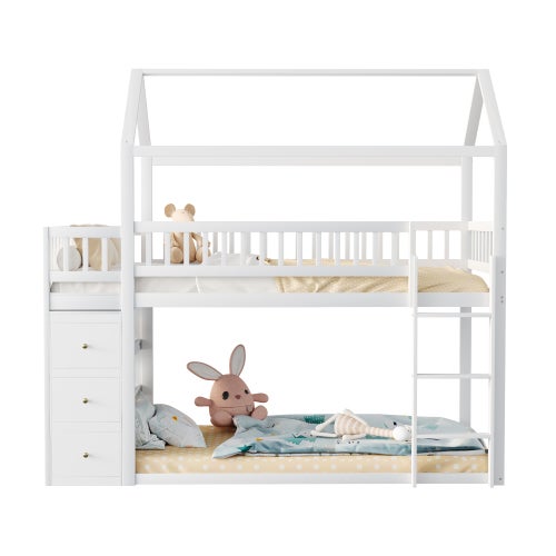 Lit Maison Montessori Malte CADANI - 90x200 Cm, Bois Massif, Sécurisé Et évolutif