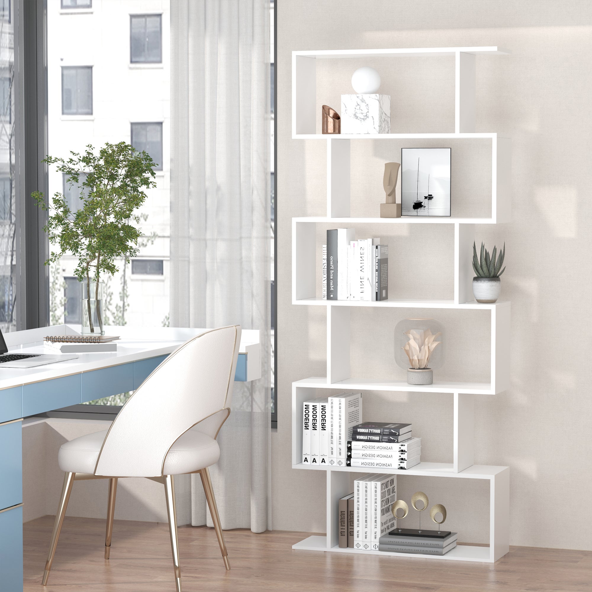 Entante Livraria HOMCOM Branco Painel de Partículas 80x23x192cm - 2