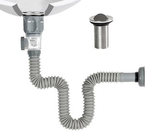 Tuyau d'évacuation pour évier de salle de bain - Extension de 1,5 m - Tuyau de vidange pour évier de cuisine - Double raccords de vidange d'évier simple - Extension de 1,5