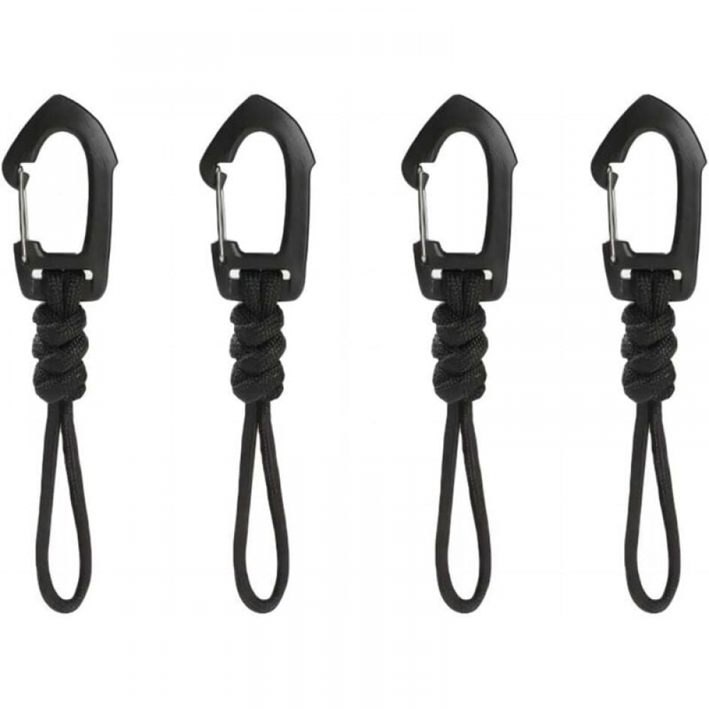 (110×30×3 mm) 4-częściowy brelok z paracordu, ręcznie pleciony brelok z karabińczykiem z paracordu, czarny karabińczyk, odpowiedni do wspinaczki górsk