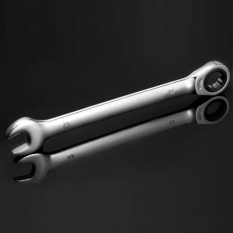 12 Pcs Jeu de Clé Mixte à Cliquet, Clé Plate à Cliquet, Clés Mixtes 8-19 mm avec Boîte à Outils, Clé à Cliquet en Chrome Vanadium, 72 Dents - 3