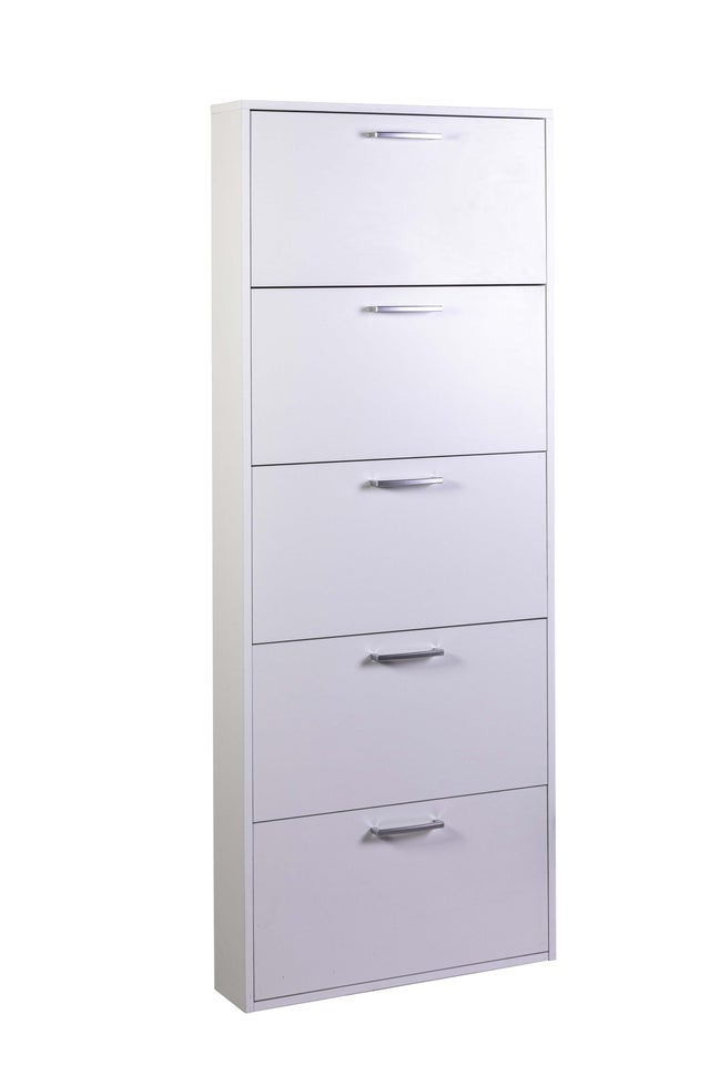 COMPOSAD | Scarpiera Linea FACILE con 5 Ribalte fino a 15 Paia di Scarpe, Scarpiera Slim (LxAxP) 65,10x163,60x15 cm, Colore Bianco, Made in Italy