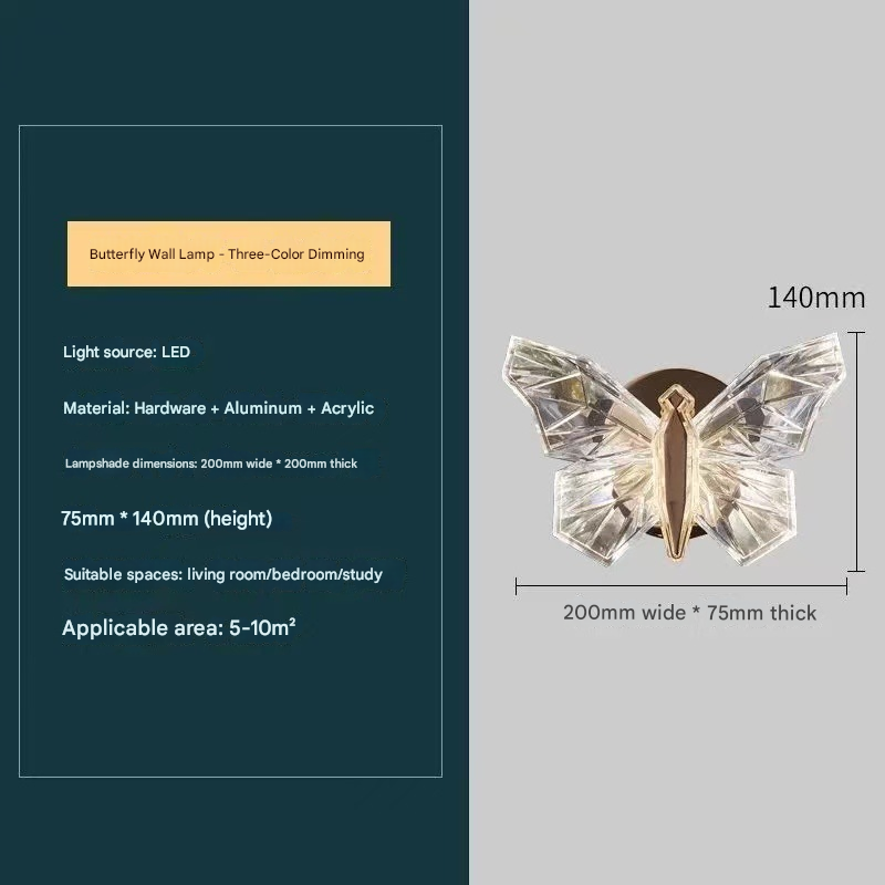 Applique murale papillon, lampe de chevet, lampe design, lampe de lecture de chevet - 2