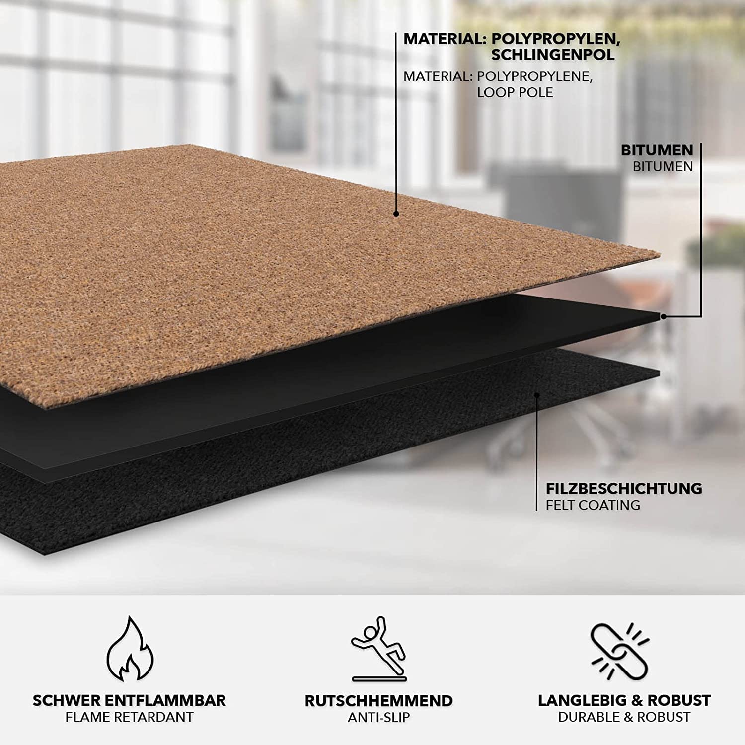 Dalles de moquette autoportantes Moscou, Beige 50 x 50 cm - 5