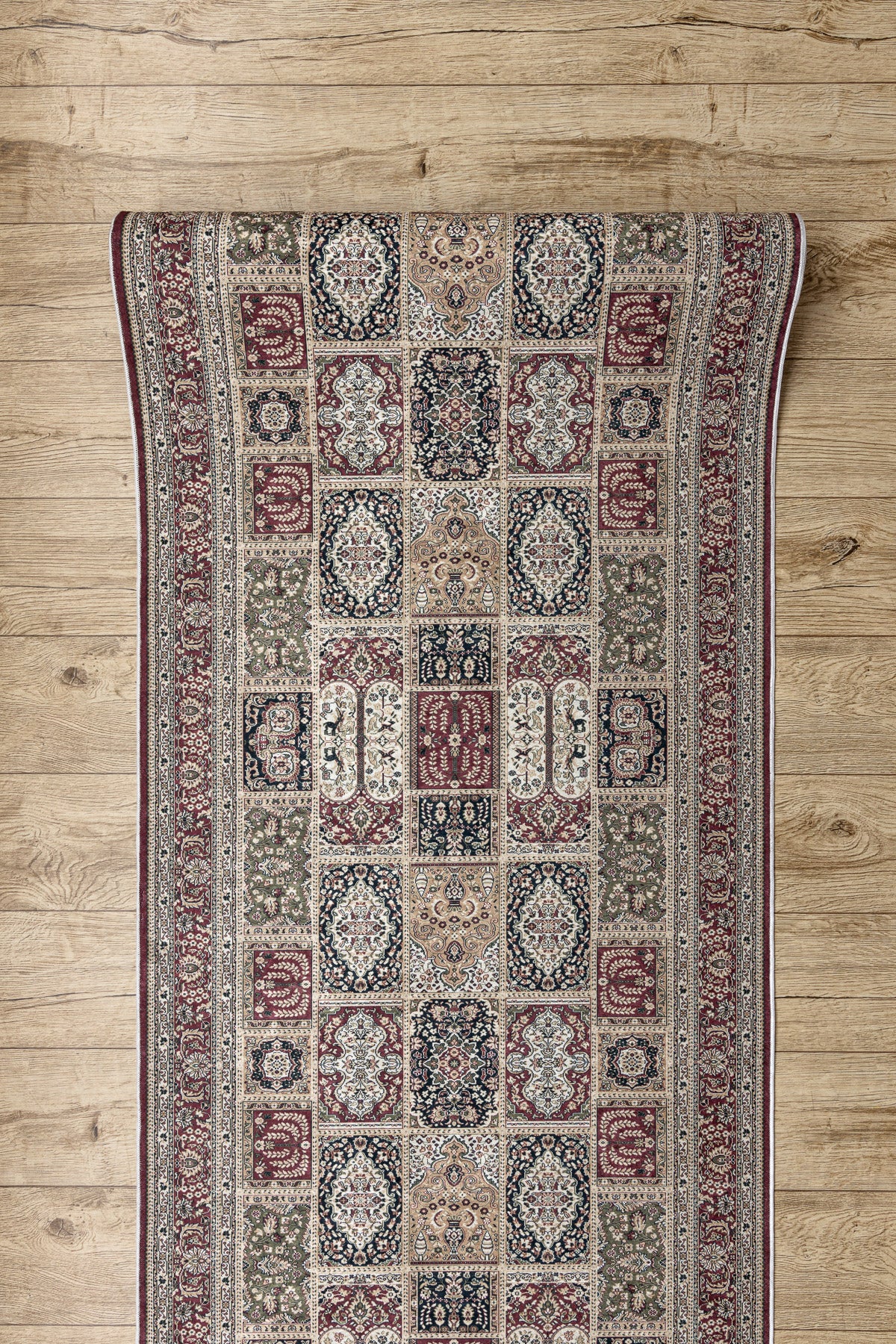TAPIS DE COULOIR antidérapant LOTUS CASSETTES 39980 Oriental beige / rouge lavable 60cm 60x1250 cm - 4