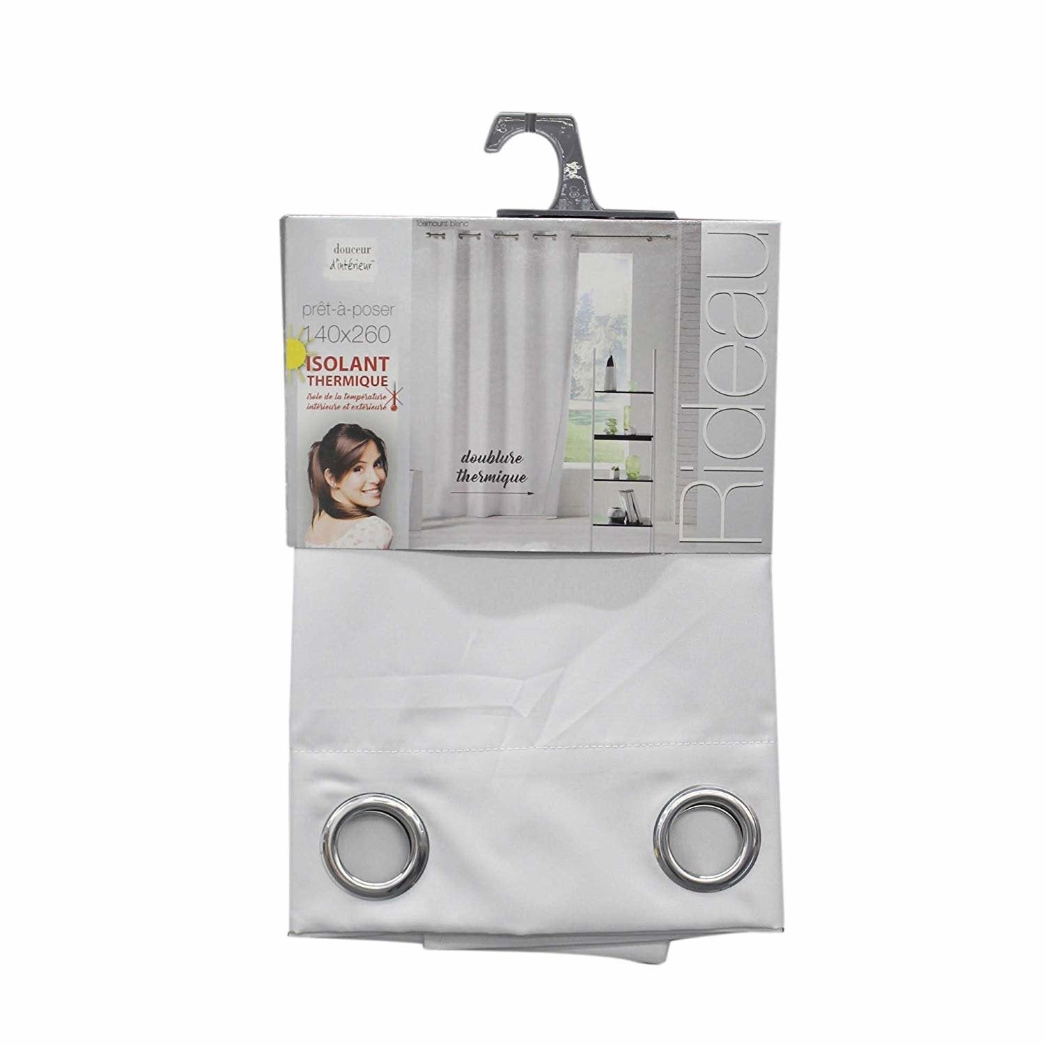 Rideau à Oeillets Icemount Thermique Uni - Blanc - 140x260 cm - Polyester - 4