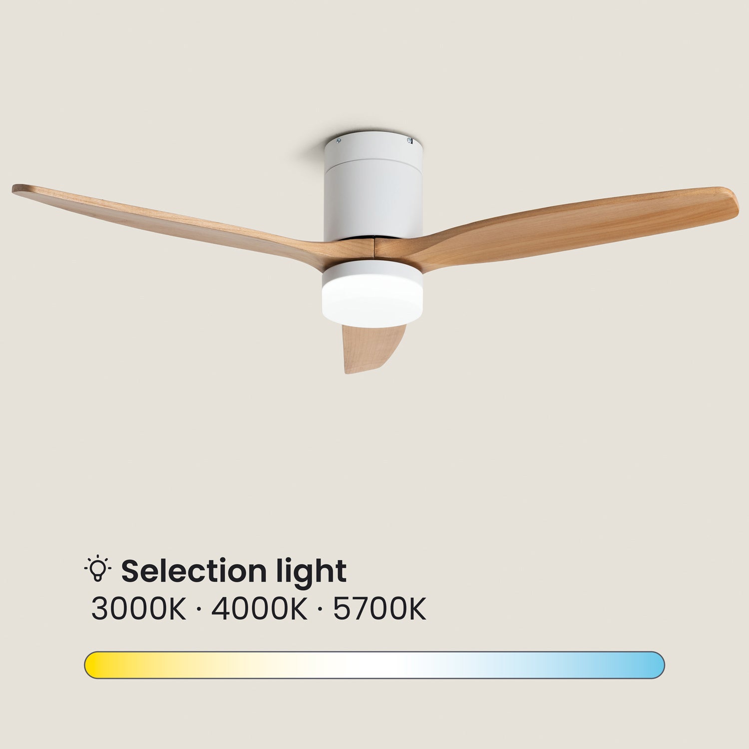 Ventilateur de Plafond Leros Blanc et Clair avec Lumière LED CCT 1440 lm, Moteur DC 35W Silencieux, 6 Vitesses, 132 cm, 48 dB, - 8