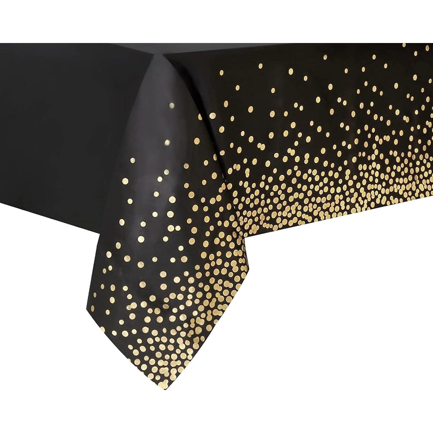 Fata de masa Flippy din PEVA, neagra cu buline aurii, 137 x 274 cm