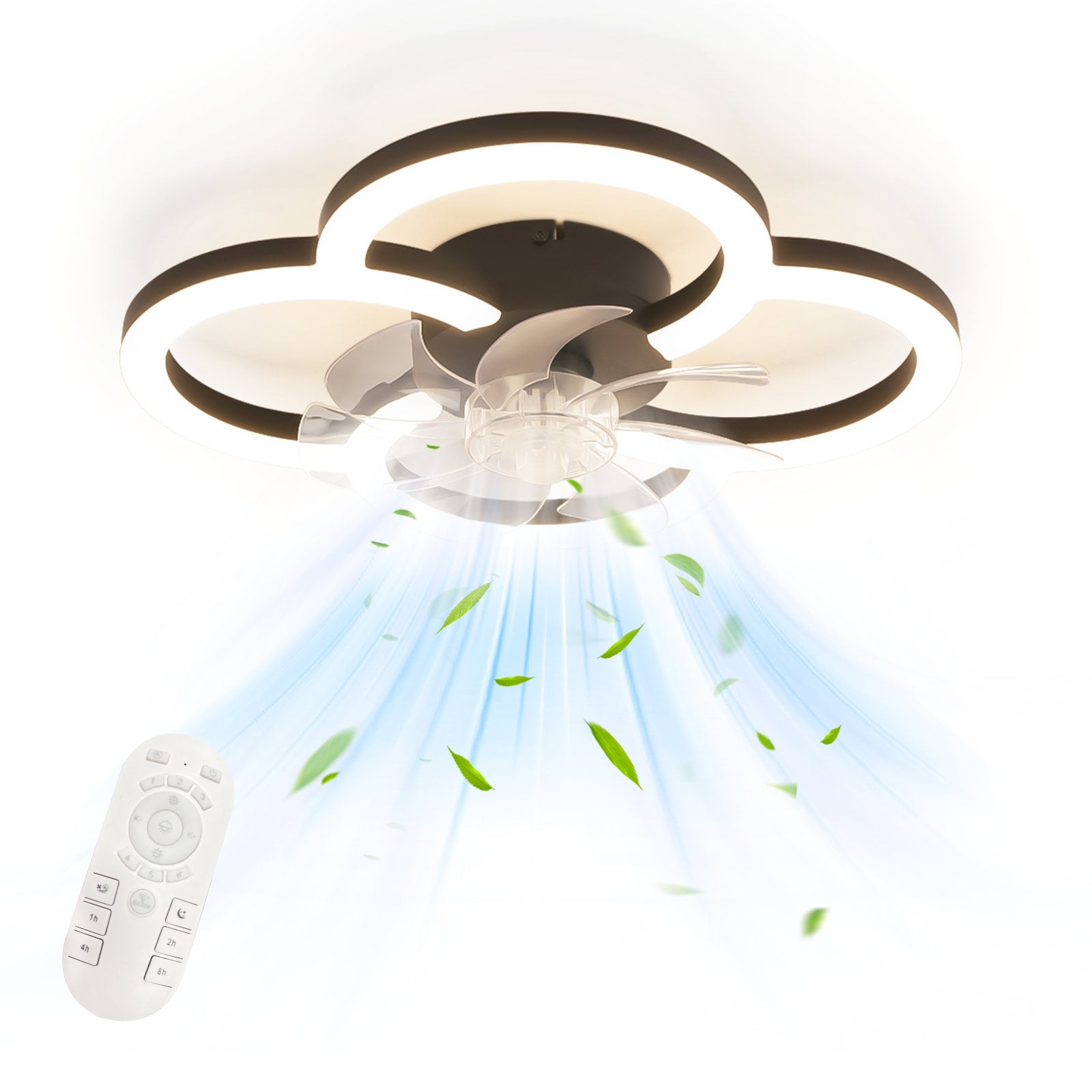 ZMH Ventilador de techo con luz, silencioso, 6 velocidades, moderno, regulable para sala de estar - 9