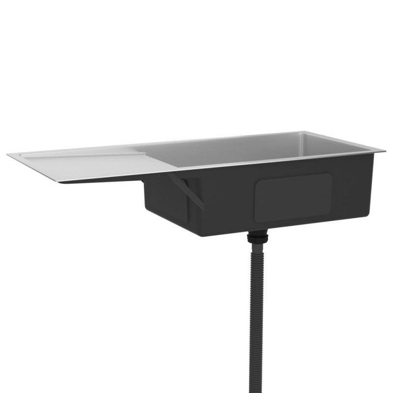 Lavello da Cucina Lavorato a Mano in Acciaio Inox vidaXL - 3