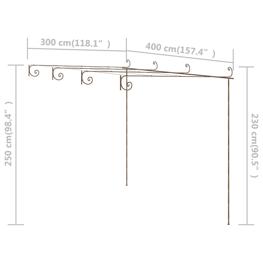 vidaXL Pergola de jardin Marron antique 4x3x2,5 m Fer - 6