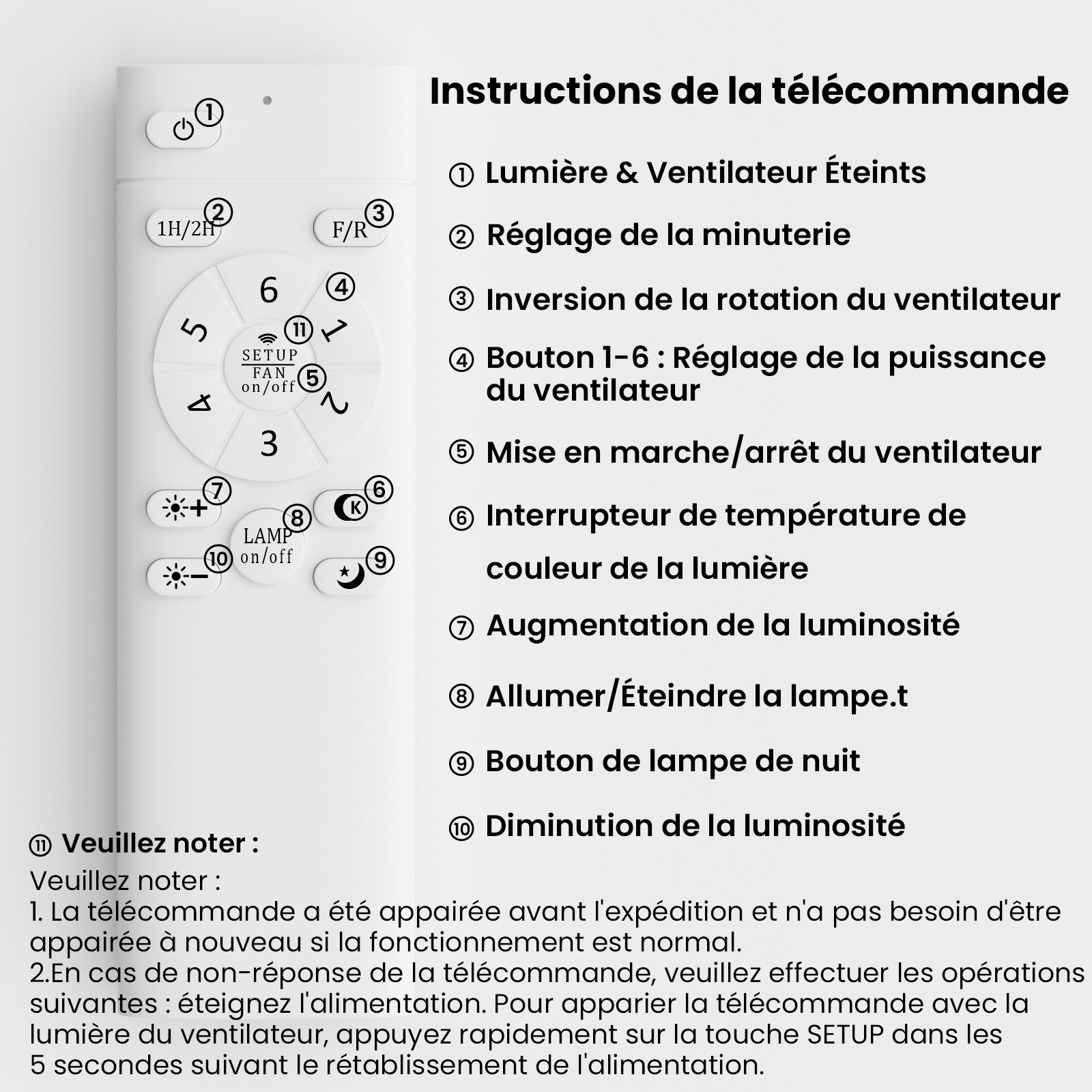 Heilmetz Ventilateur Lumineux Plafond Silencieux, 3 couleurs de lumière et 6 Vitesses de vent, avec Télécommande (Noir, Fleurs élégantes) - 6