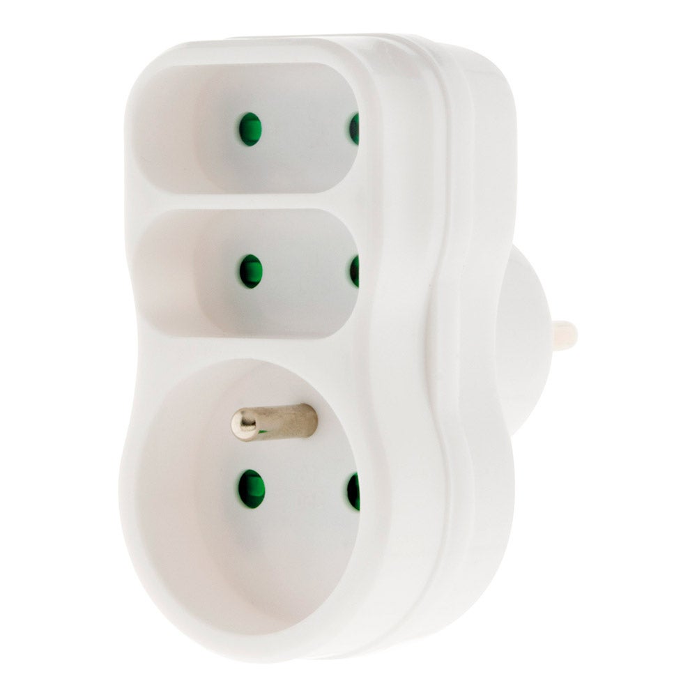 Multiprise triplite 2P 6A + 2P+T 16A façade - Zenitech - 3