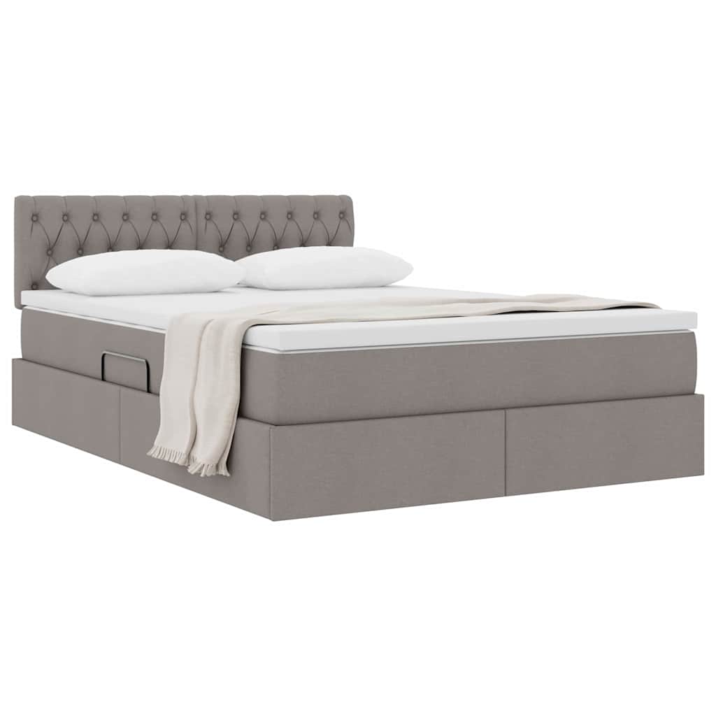 Lit avec rangement et matelas taupe 140 x 200 cm velours - 3
