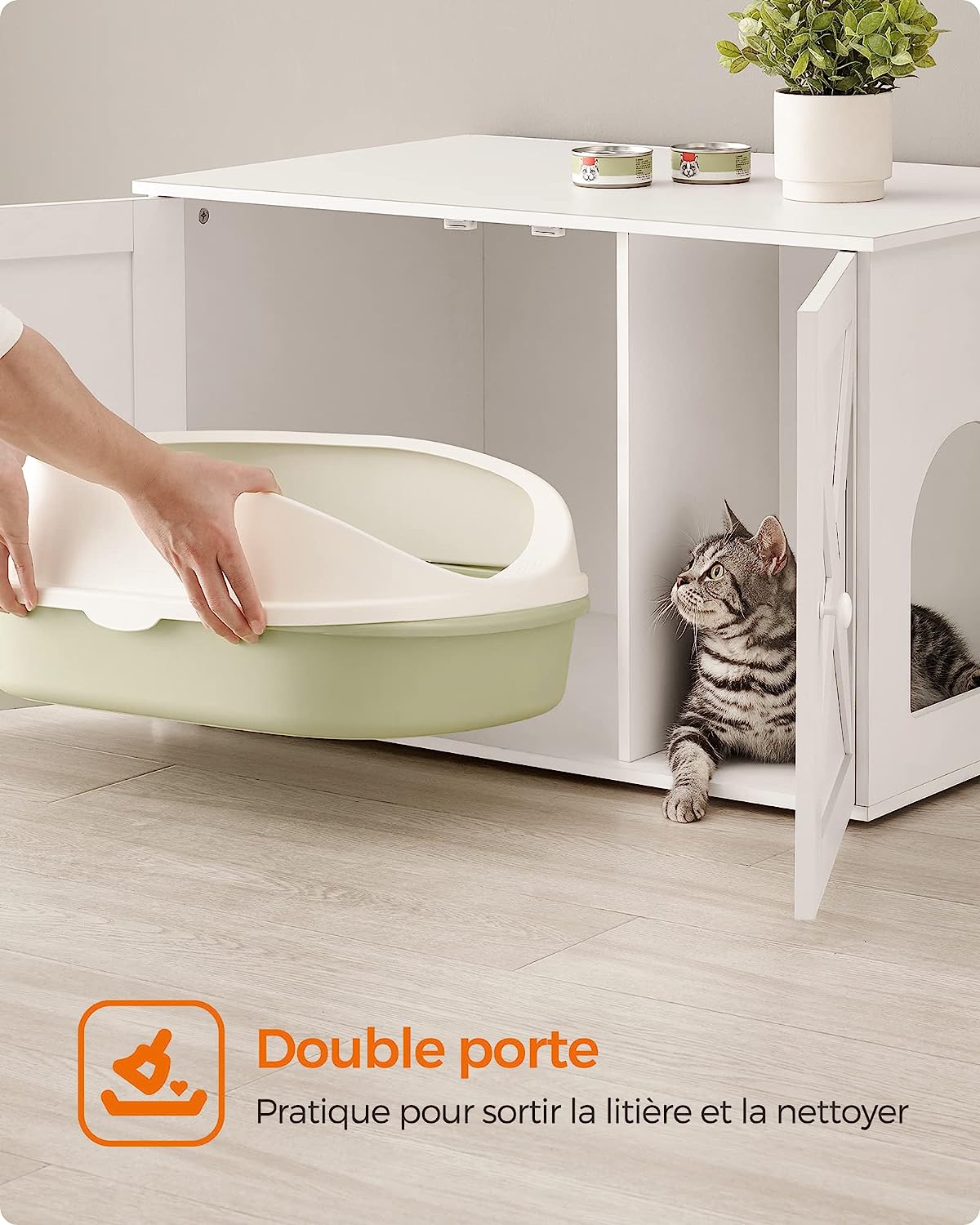 Maison De Toilette Chat, Meuble Litière Chat, Avec Séparateur Amovible, Cache-litière Pour Chat - 4