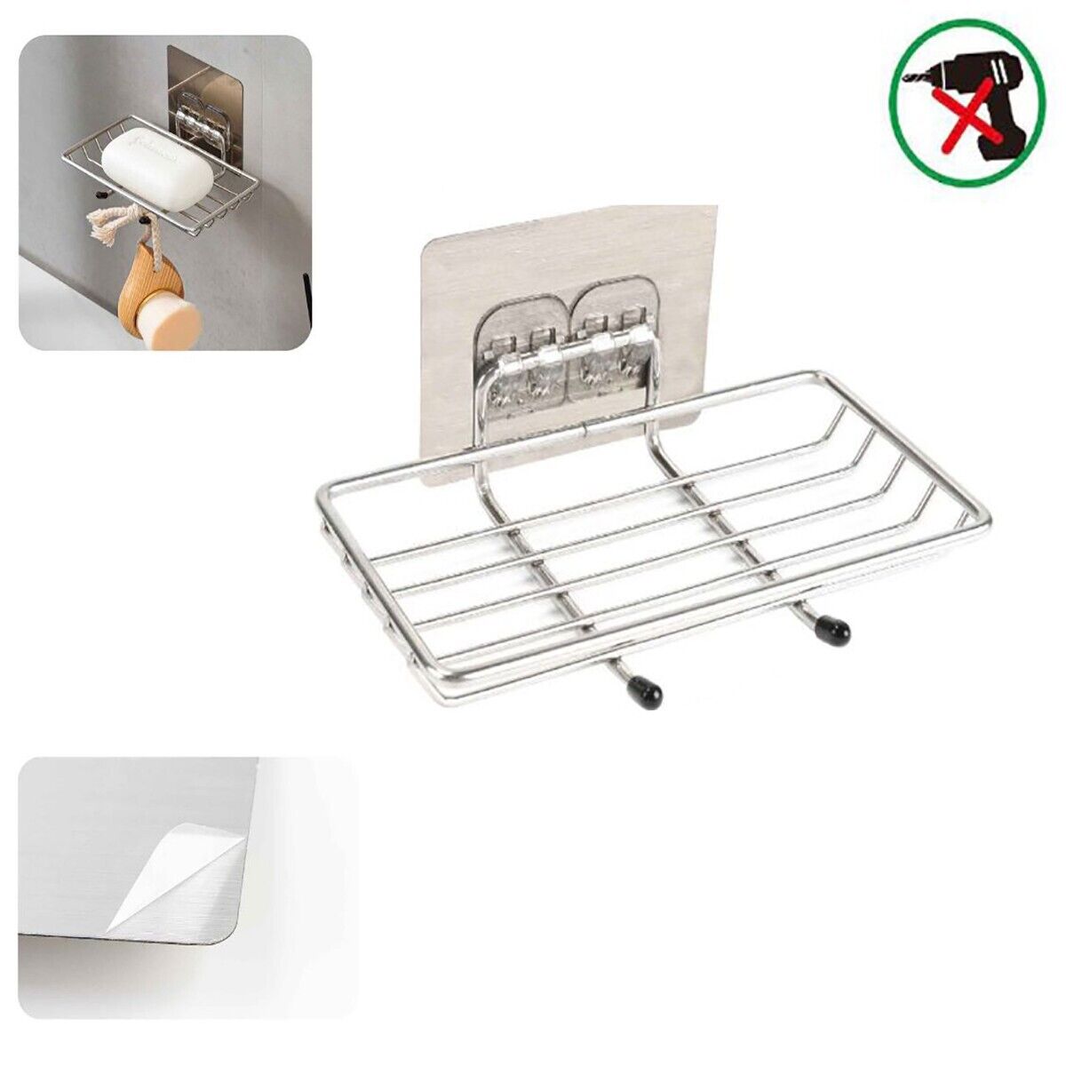 2 Portasapone In Plastica - Scatola Con Scarico Per Bagno E Cucina | Facile Da Pulire | Bianco E Grigio - Foto 11