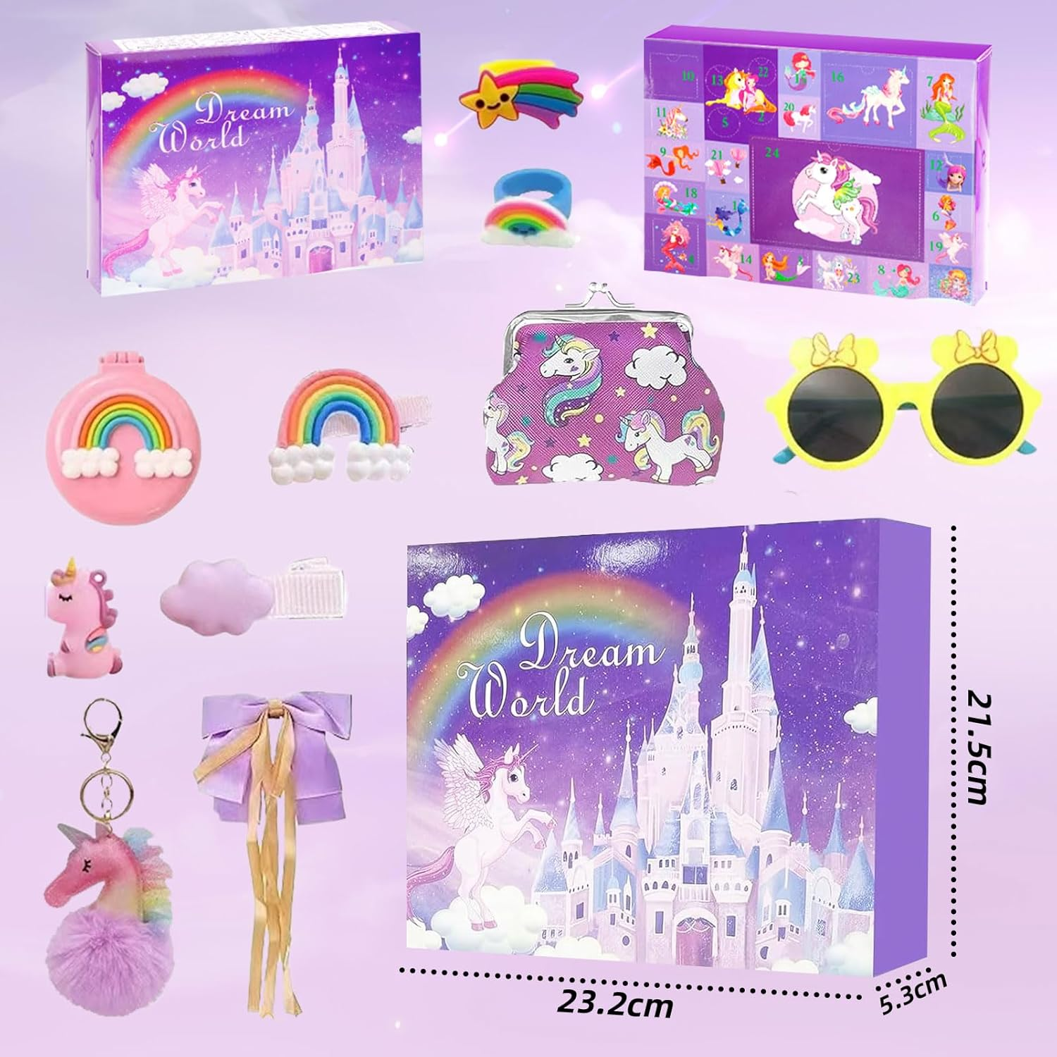 Kalendarz adwentowy na Boże Narodzenie, 24-dniowe odliczanie z dodatkami w kształcie jednorożca, świąteczny prezent-niespodzianka (24 sztuki) - 4