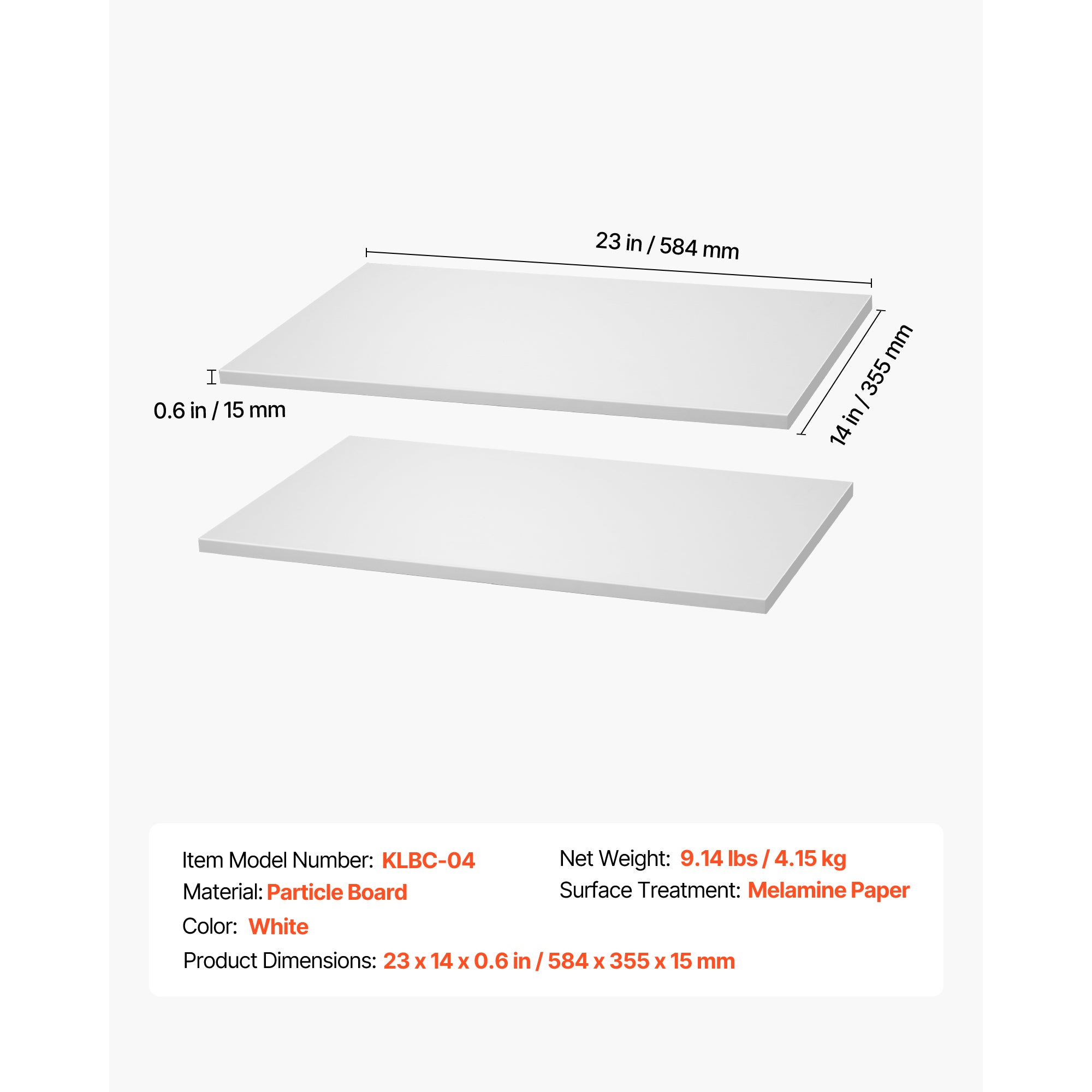 Etageres SucceBuy, lot de 2, adaptees aux systemes de placard, dimensions 584 x 355 x 15 mm, panneaux polyvalents pour chambre, bureau - 7