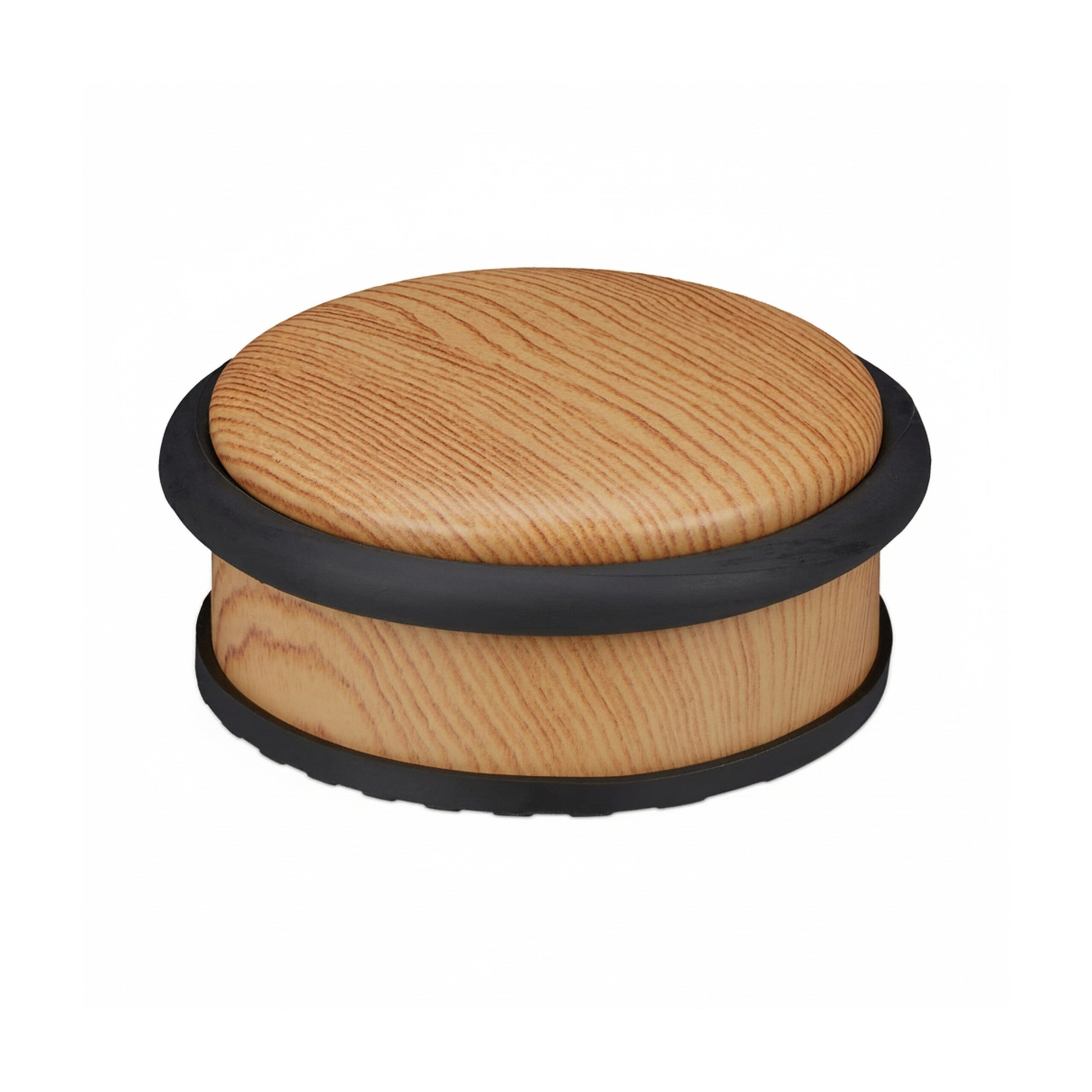 Butoirs de porte au sol pour portes lourdes, lot de 2, acier inoxydable et caoutchouc, plats, effet bois, 5 x ø 10,5 cm, marron clair, Relaxdays - 8