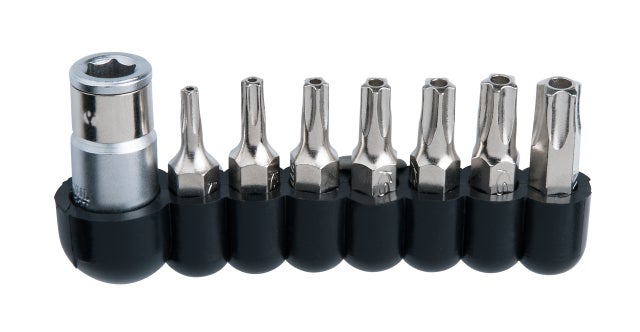 Jeu d'embouts de vissage TORX percé 5 pans 1/4