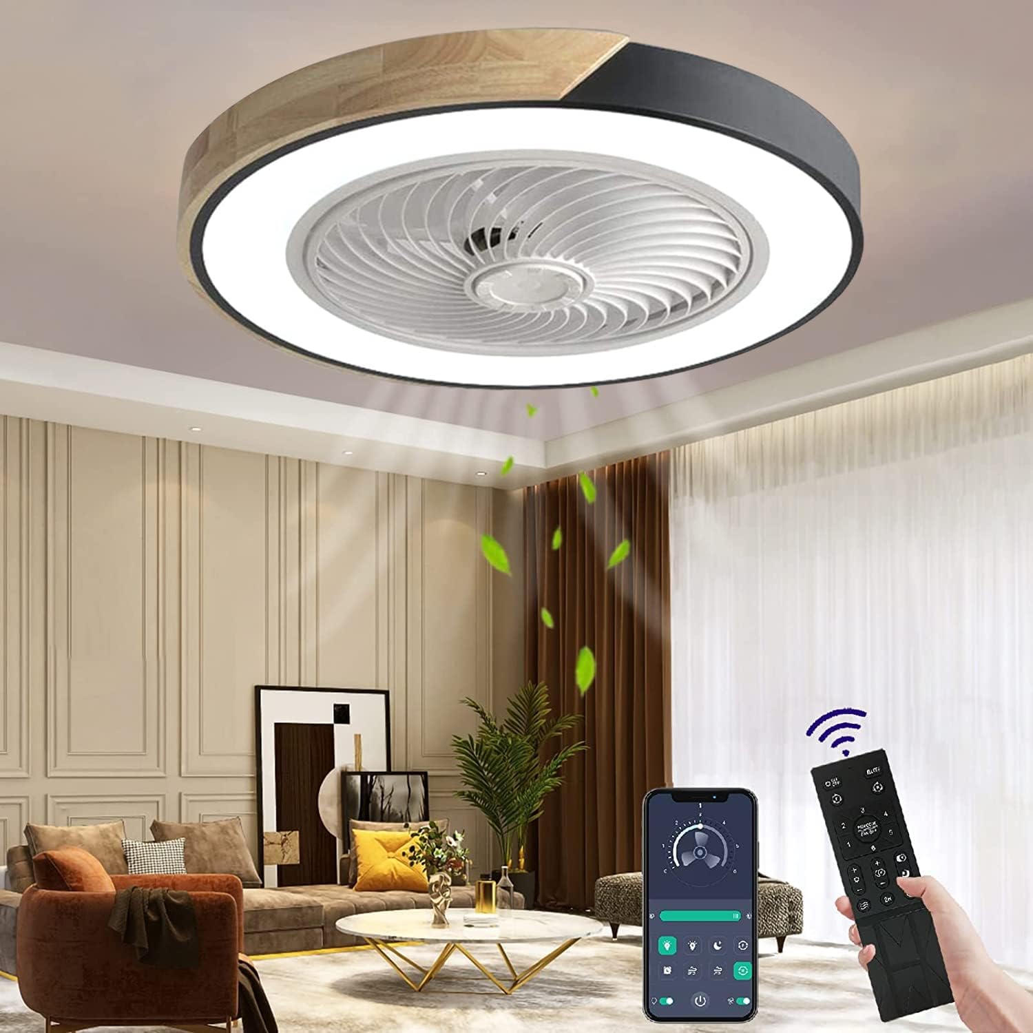 Ventilateur De Plafond Avec LED – Lustre Blanc – Lampe Suspendue Métal – Hofstein
