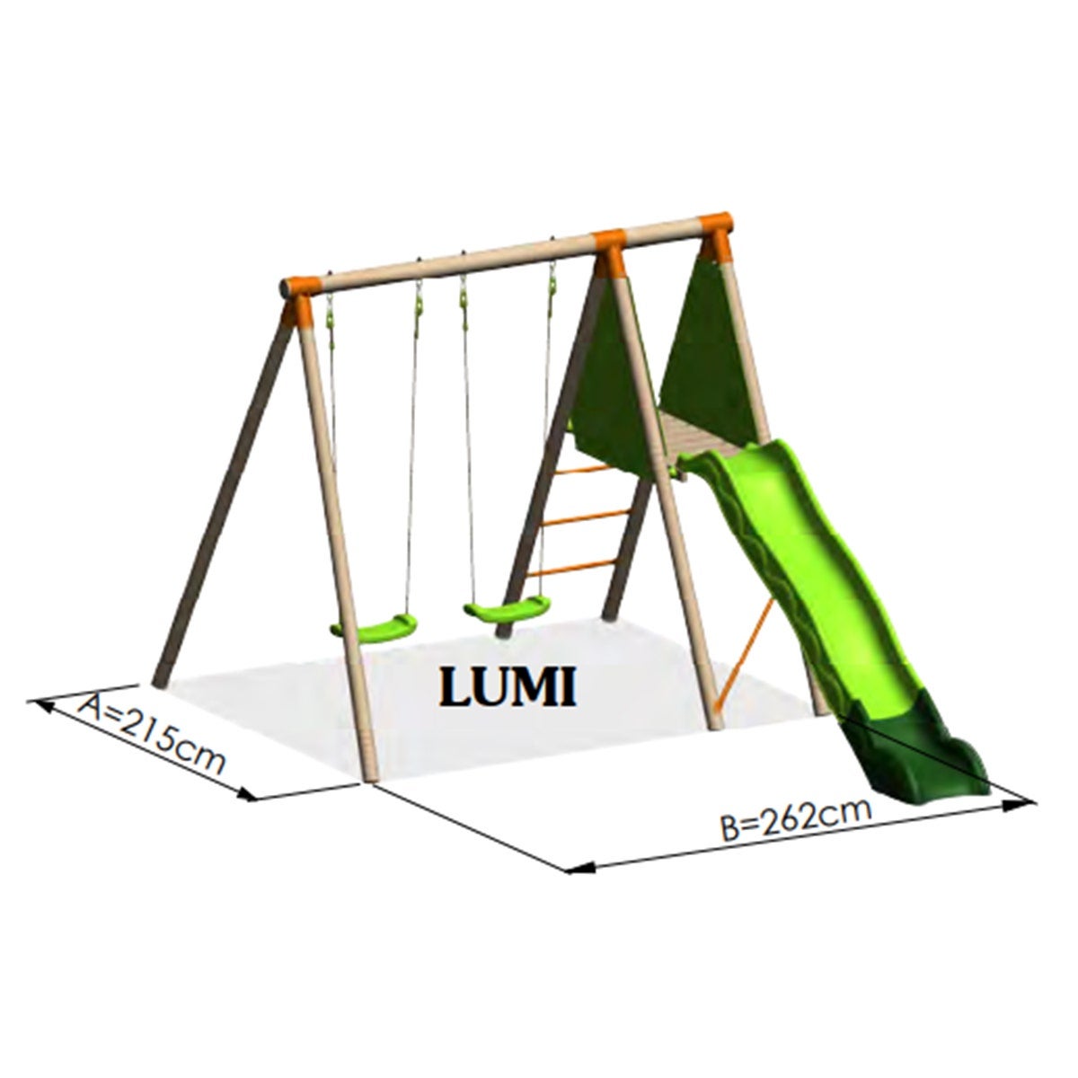 Balançoire en bois 2,30 m Topwood LUMI - 4 enfants - 3