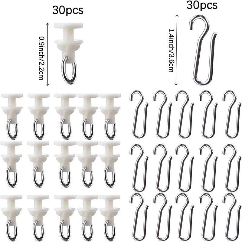 50 Crochets Rideau Rail + 50 Crochets Métal - Glisseurs Pour Tringle - Installation Facile - Beige