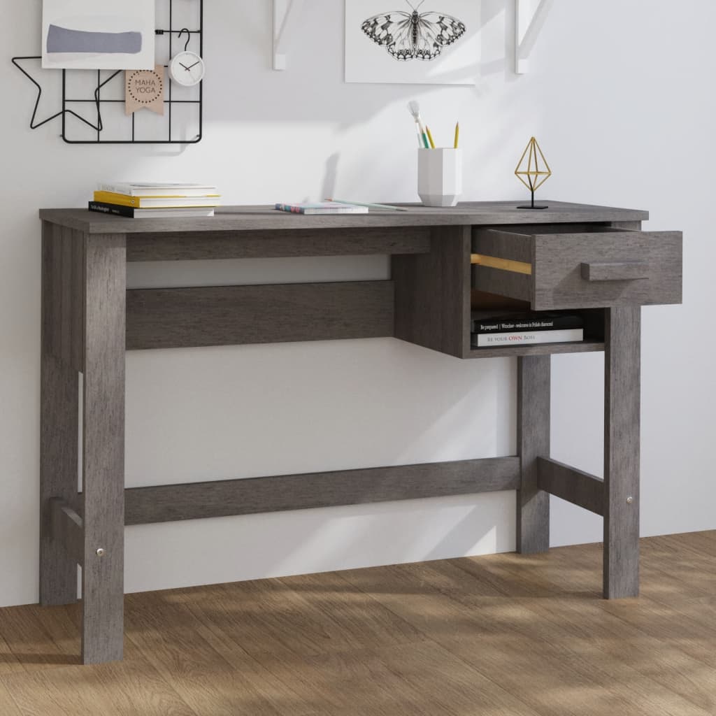 Maison Exclusive - Bureau HAMAR Gris clair 110x40x75 cm Bois massif de pin - 3