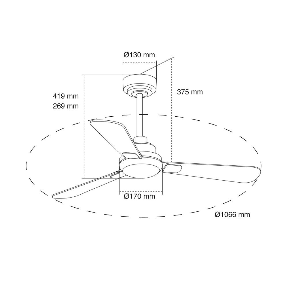 Ventilatore da soffitto silenzioso con luce e telecomando LED 18W Eono eleganti pale reversibili bianche e grigie ø106,6cm - 5