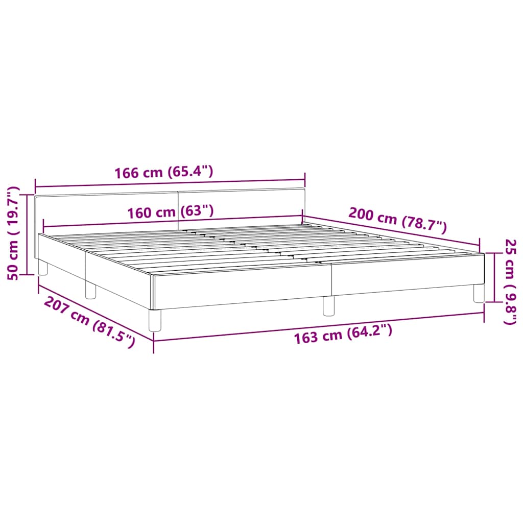 Cadre de lit sans matelas gris clair 160 x 200 cm en velours - 9