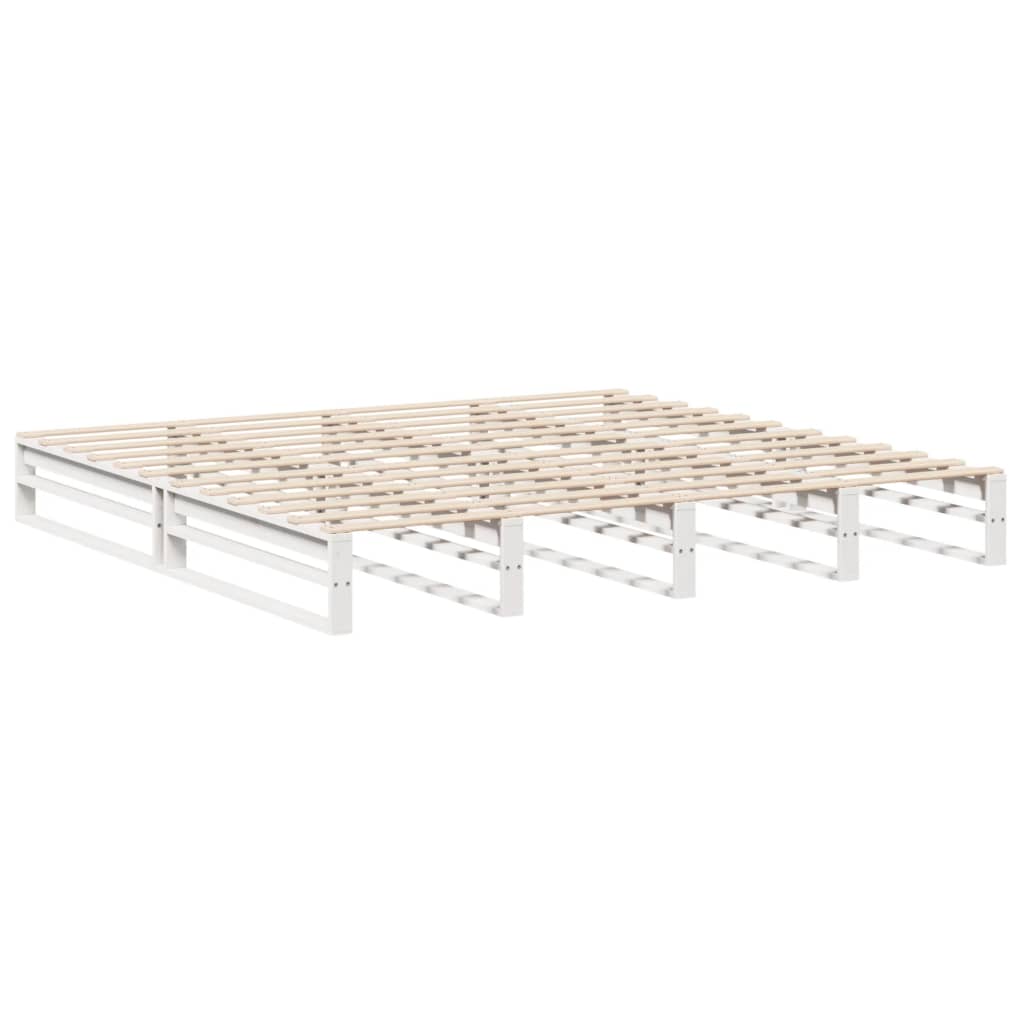 Cadre de lit sans matelas en bois massif de pin blanc pour la chambre, 200 × 200 cm - 6