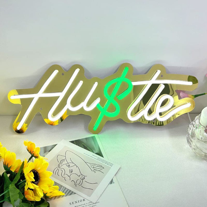Neon Hustle ze ściemniaczem do dekoracji ścian, zasilanie USB, do sypialni, biura, sklepu