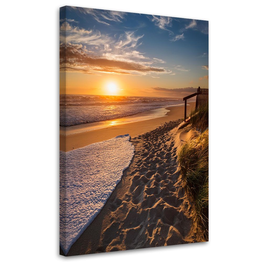 Obraz nowoczesny, Zachód słońca na plaży pejzaż 70x100