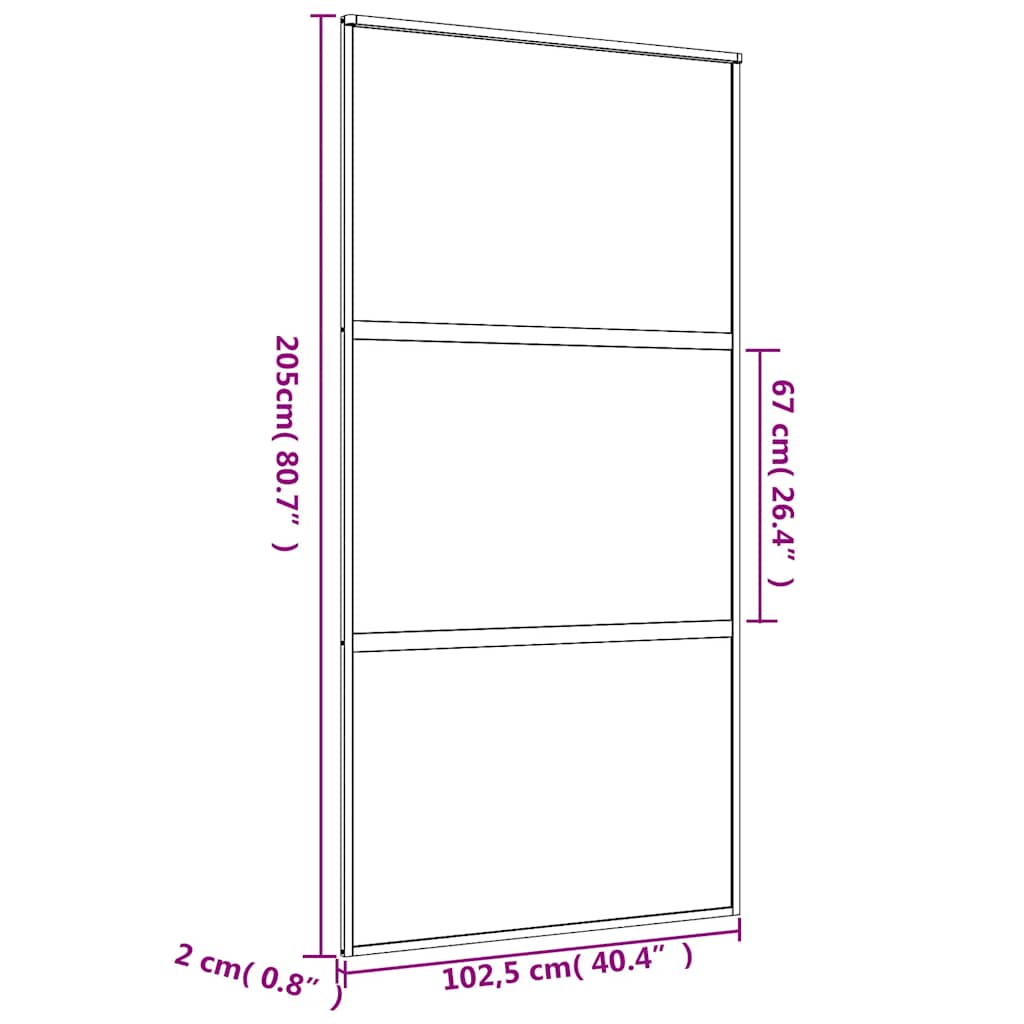 Porta Scorrevole Oro 102,5x205 Vetro Smerigliato ESG Alluminio vidaXL - 3