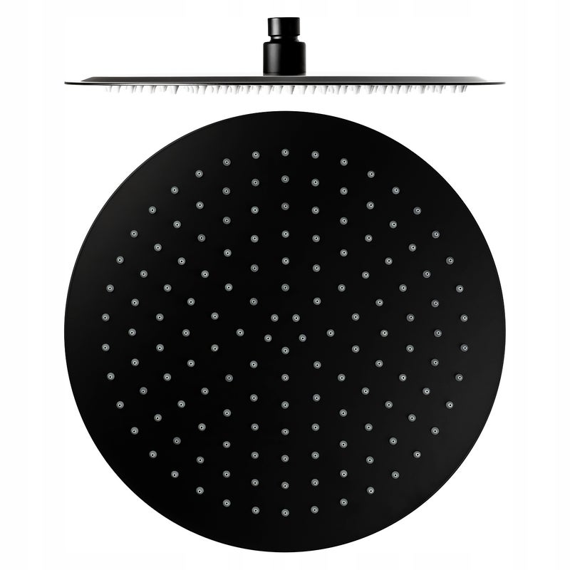 30CM CZARNA DUŻA DESZCZOWNICA NATRYSKOWA OKRĄGŁA METALOWA DESZCZOWNIA INEA