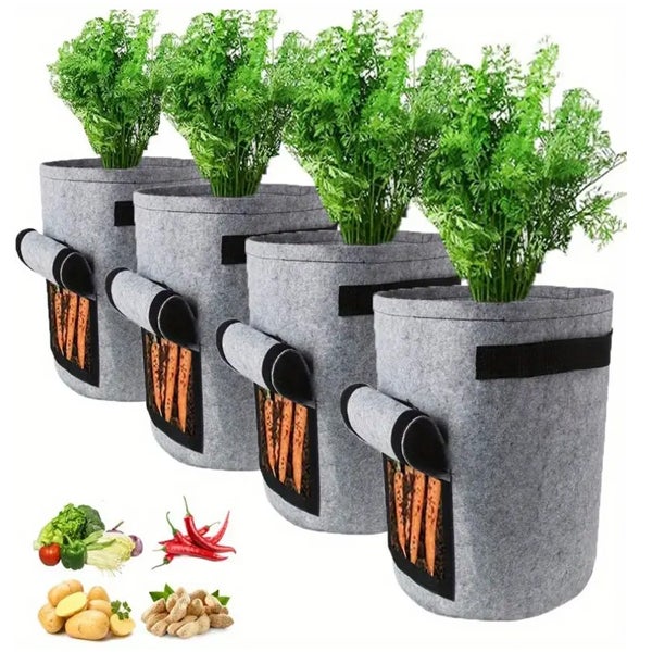 Zestaw 4 filcowych worków do sadzenia ziemniaków, doniczek na truskawki, worków do uprawy pomidorów i orzeszków ziemnych, 10 galonów