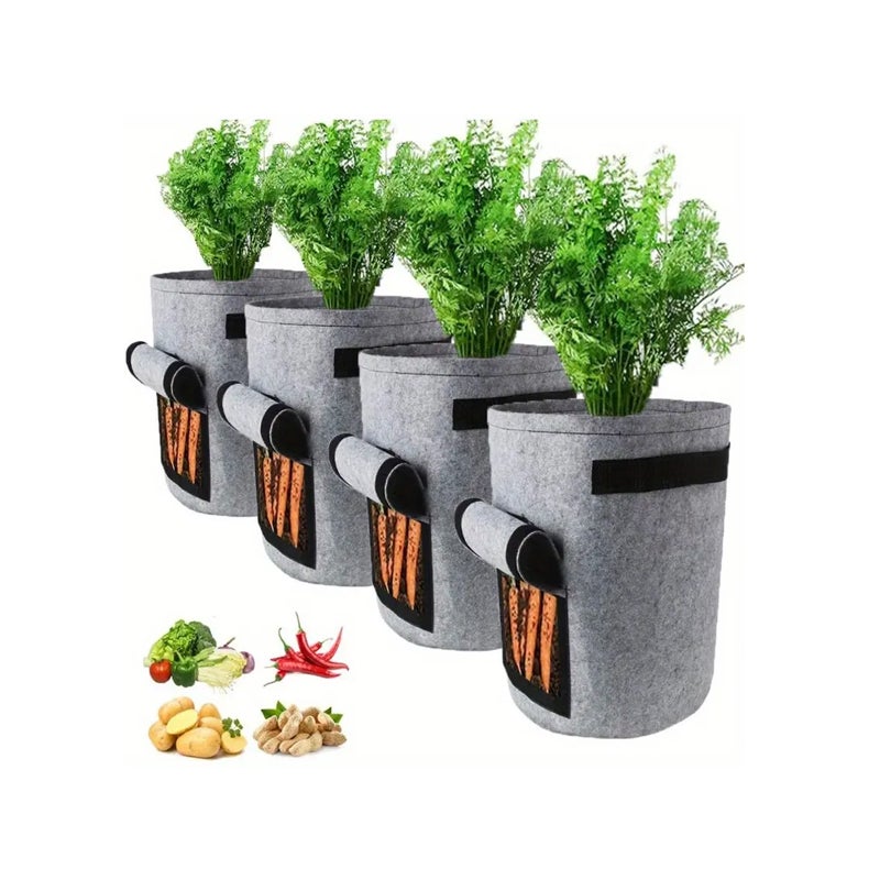 Zestaw 4 filcowych worków do sadzenia ziemniaków, doniczek na truskawki, worków do uprawy pomidorów i orzeszków ziemnych, 10 galonów