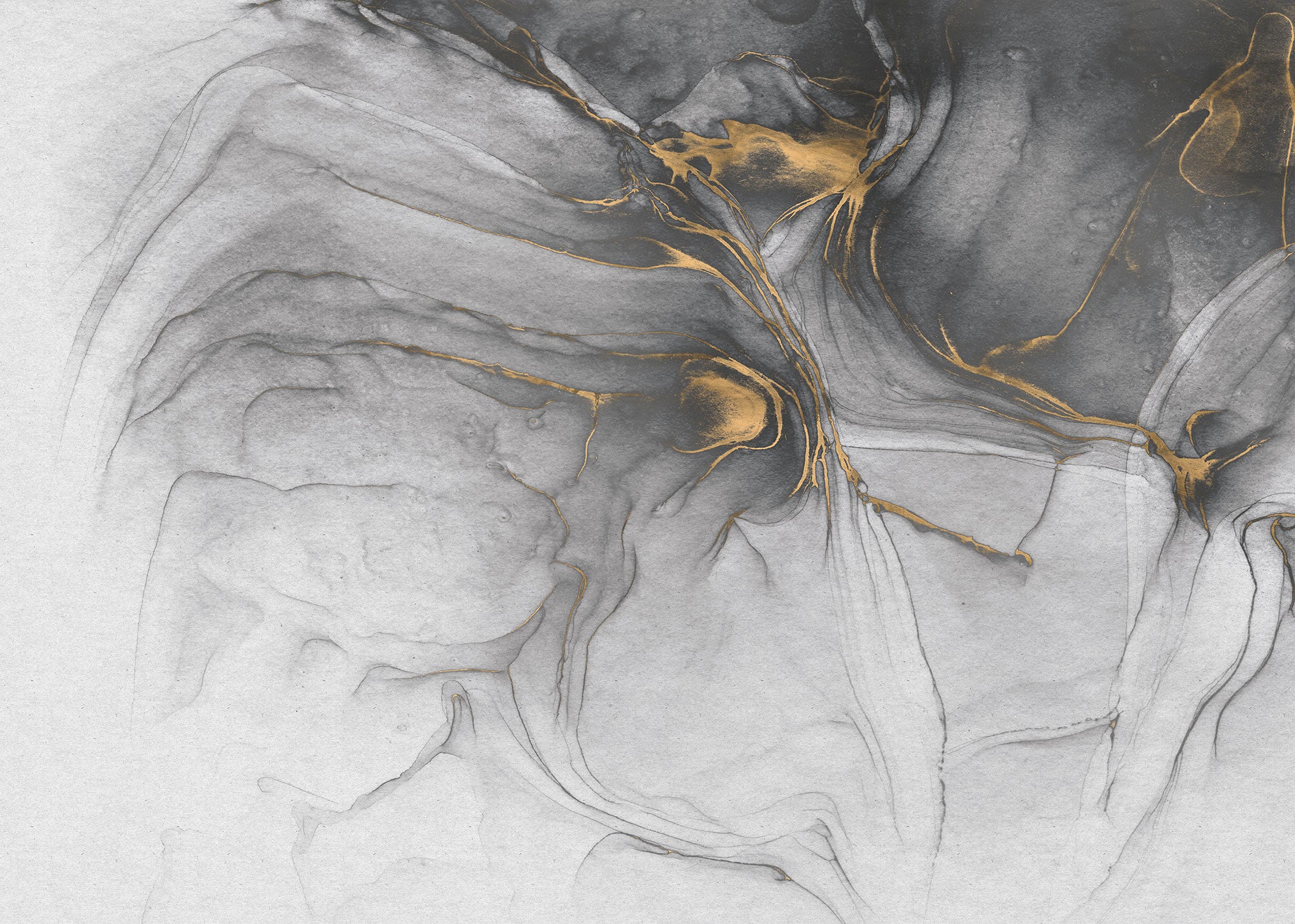 Fotomurale in tessuto non tessuto di Komar - Ink Gold Flow - Dimensione: 350 x 250 cm - 2