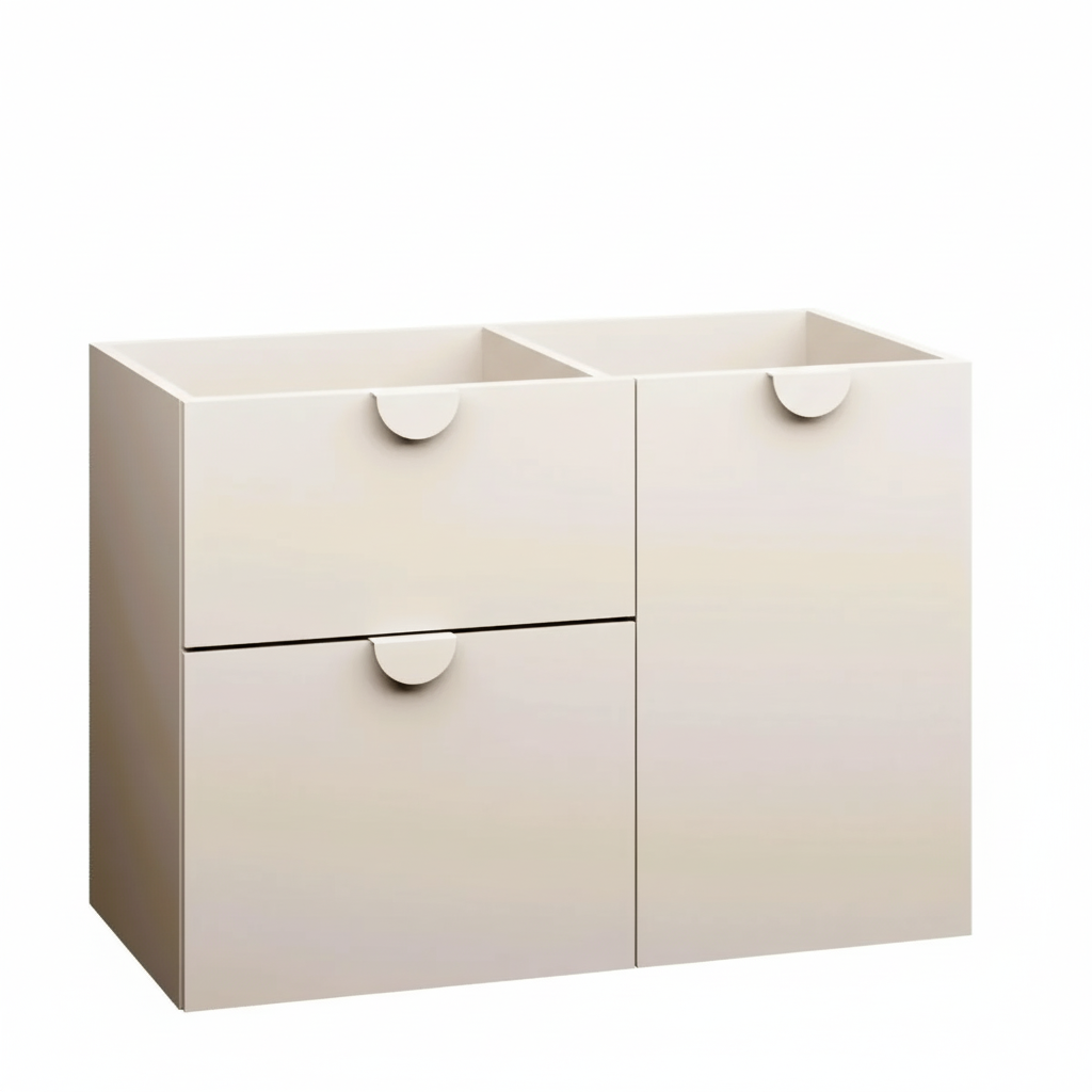 Szafka pod umywalkę COCO 90 cm kaszmir półmat z koszem bez umywalki