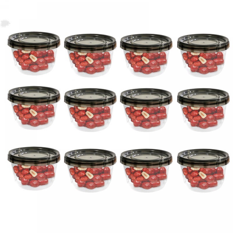 Hermetyczne słoiki do mrożenia – Hermetyczne słoiki do przechowywania | Przezroczyste czarne pojemniki, opakowanie 12 szt.