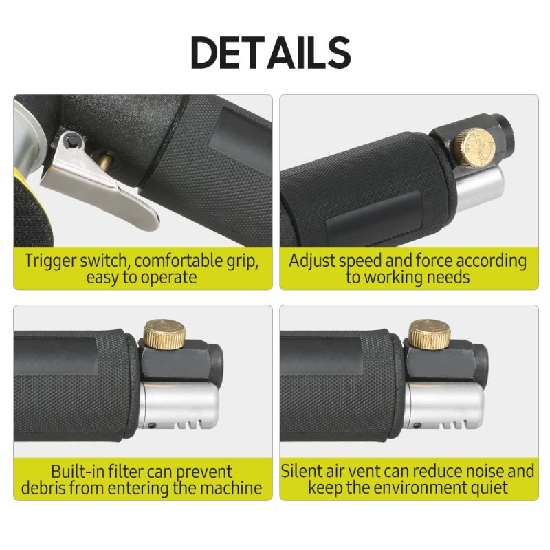 Mini Ponceuse Pneumatique 1/2/3 Pouce - Orbitale Aléatoire Pour Carrosserie - Yibei-tech
