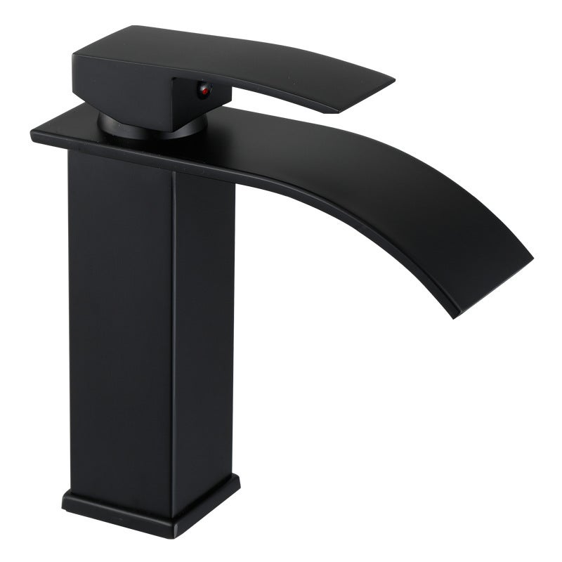 Bateria łazienkowa, czarna bateria umywalkowa z wodospadem, jednouchwytowa bateria zlewozmywakowa z funkcjami oszczędzania wody i energii