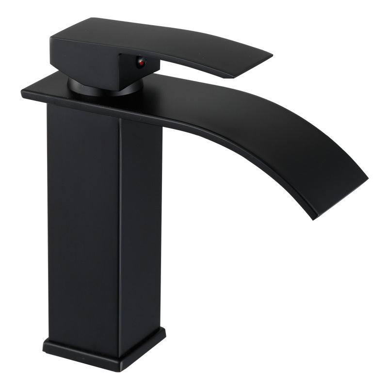Bateria łazienkowa, czarna bateria umywalkowa z wodospadem, jednouchwytowa bateria zlewozmywakowa z funkcjami oszczędzania wody i energii