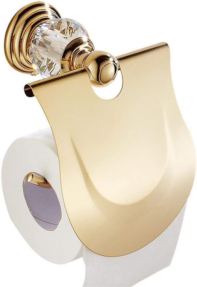 Uchwyt na papier toaletowy z pokrywką - Ścienny uchwyt na papier, elegancki uchwyt, złoty, nowoczesny design