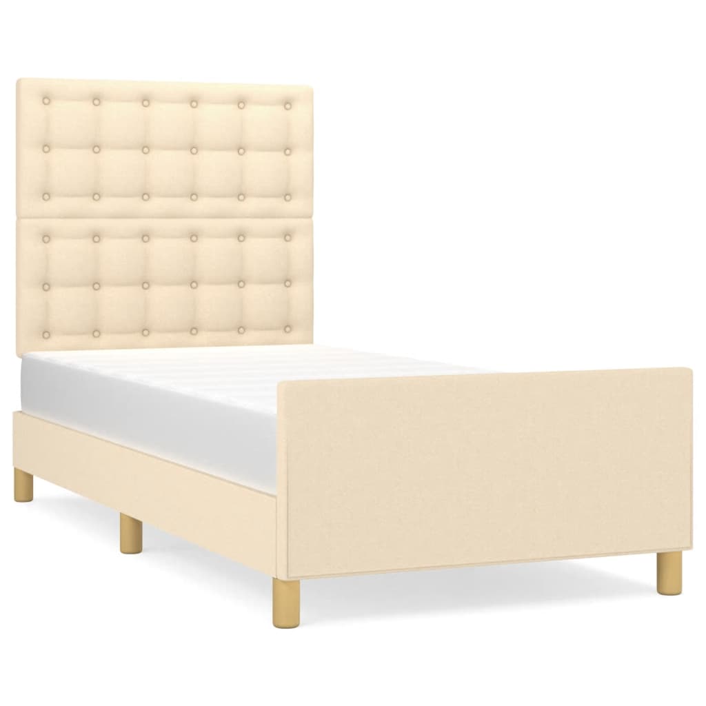 Cadre de lit sans matelas en tissu crème, pour la chambre, 100 × 200 cm - 2